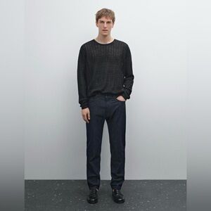 Massimo Dutti Dark Blue Slim Straight Jeans